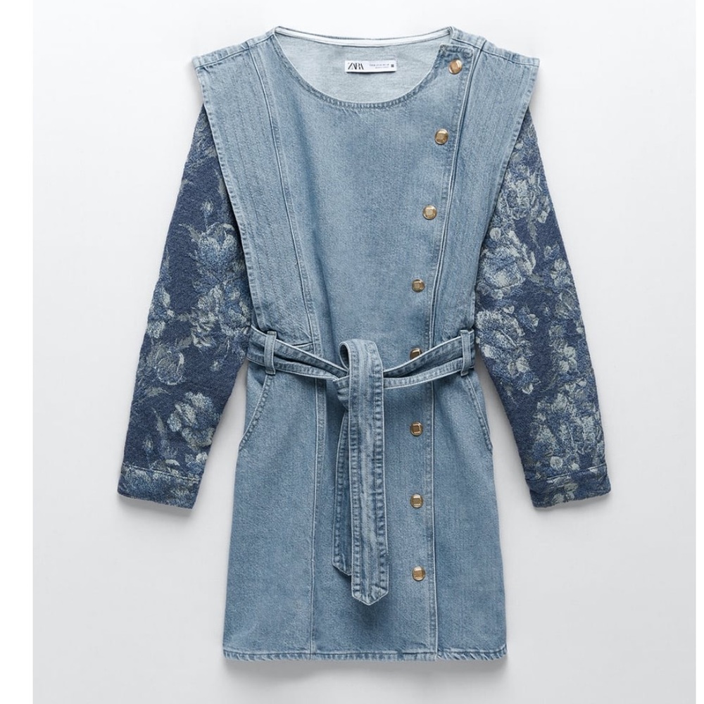 NWT ZARA Combination Denim Belted Mini Dress - Picture 5 of 11